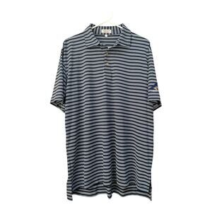 Peter Millar Summer Comfort Striped Polo Navy Blue Logo on Arm Men's Large